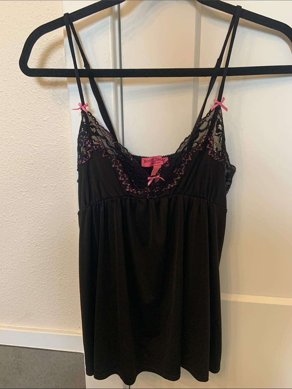 Vintage Y2K Betsey Johnson Black Babydoll Chemise Top